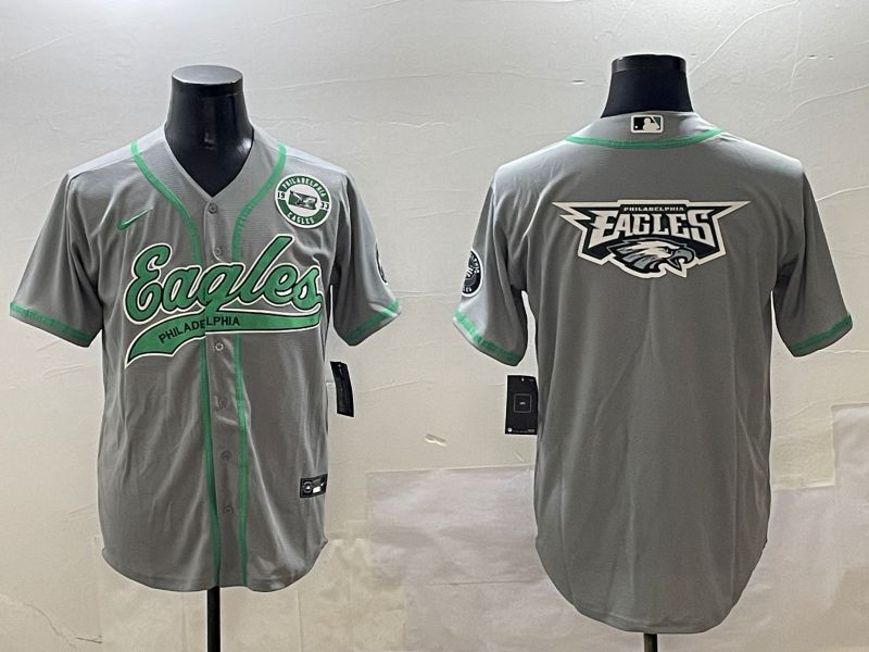 Men Philadelphia Eagles Blank Grey Jointly Name 2025 Nike Limited NFL Jersey style 24